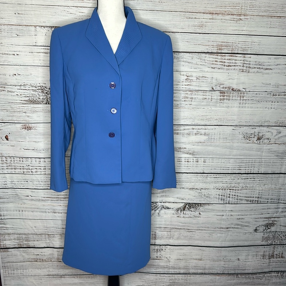 Evan-Picone Blue Petite Skirt Suit